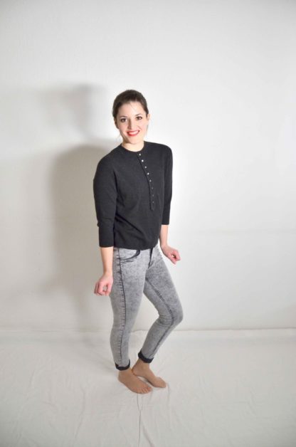 Damen-Pullover-mit-Knopfleiste