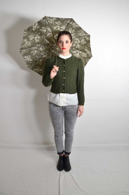 Grüne Vintage Strickjacke Damen