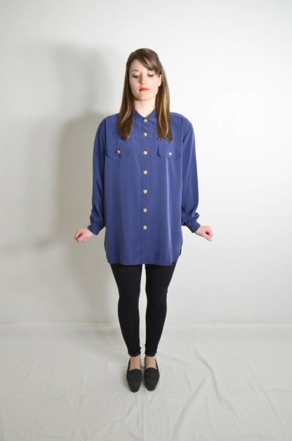 Vintage Bluse Marineblau