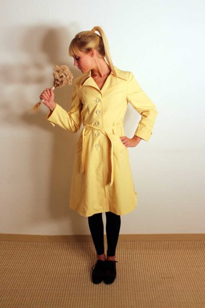 Vintage-Damen-Mantel-gelb