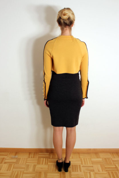 designerkleid-schwarz-gelb