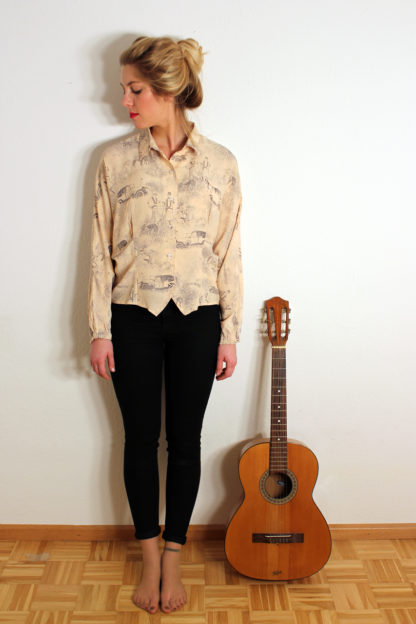 vintage bluse mit print