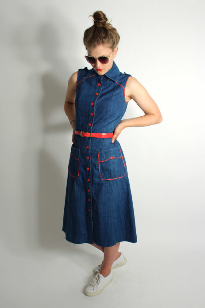 Kleid-bluejeans-vintage-rot