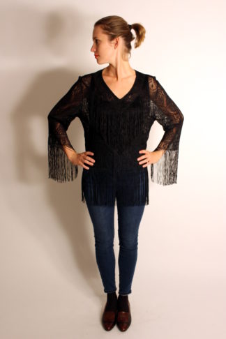 secondhand-fransenshirt-schwarz