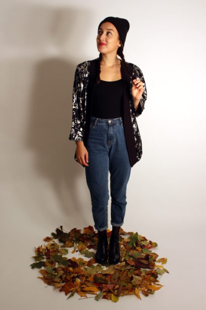 vintage-blazer-schwarz-silber