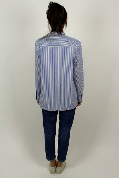 Vintage-Streifenbluse-Blau