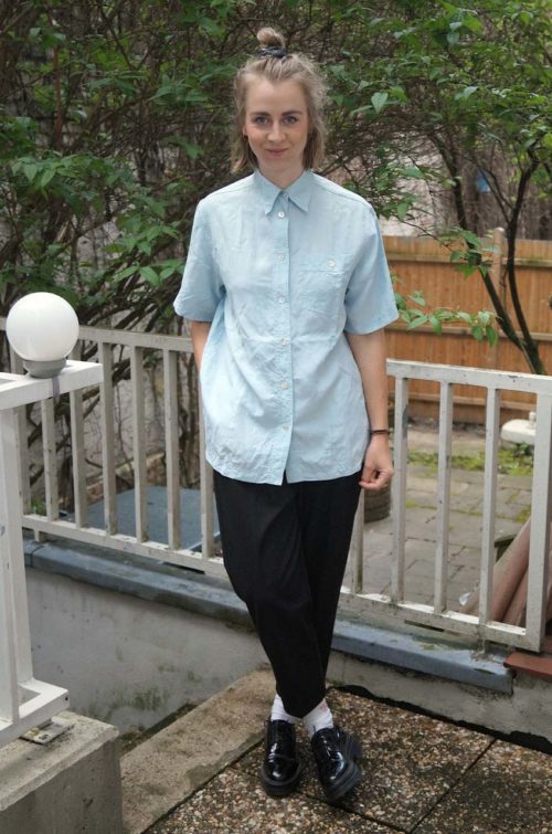 Vintage-Bluse-Hellblau