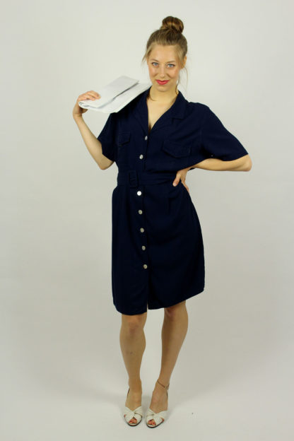 Vintage-Kleid-marineblau