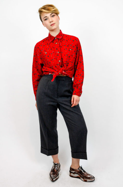 bundfaltenhose grau vintage