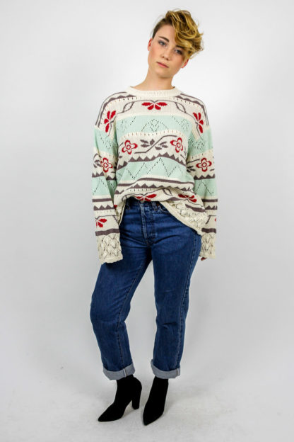 Pullover mint Lochmuster (1)