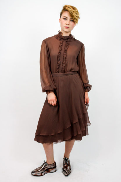 Rüschenkleid braun vintage