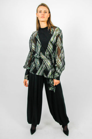 Vintage Bluse schwarz grün