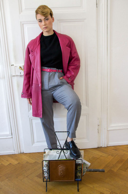Vintage Lederjacke pink