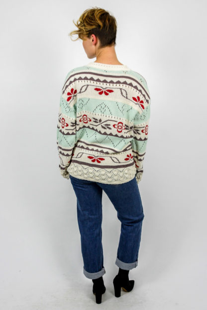 creme Pullover mint rot Muster
