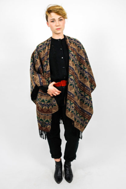 poncho braun gemustert