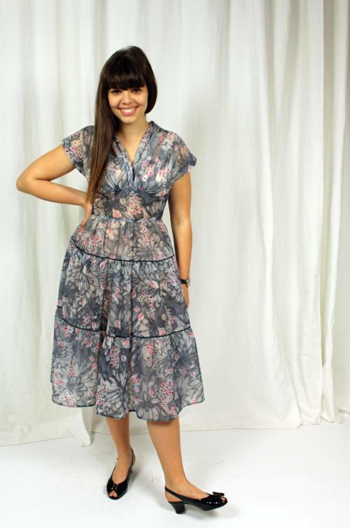 vintage kleid grau