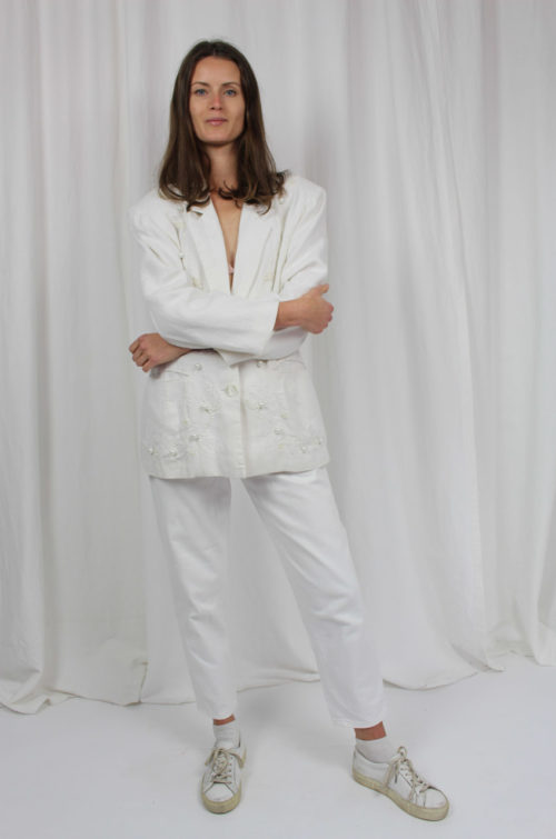 vintage blazer weiß mit perlen
