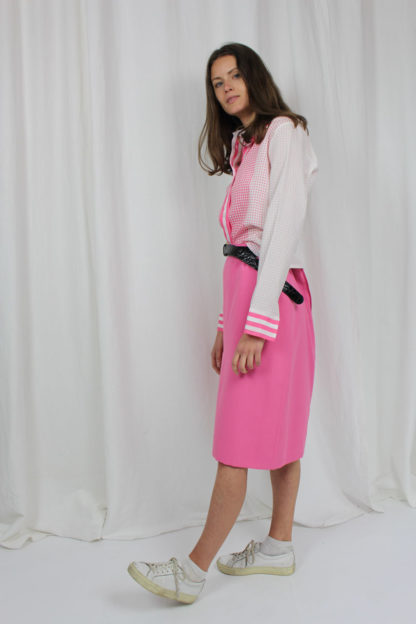 vintage bluse pink weiß