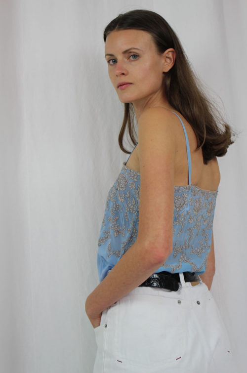 vintage top hellblau