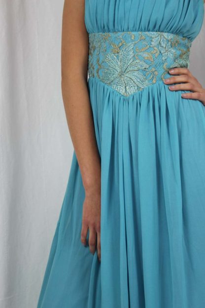 Maxikleid blau gold