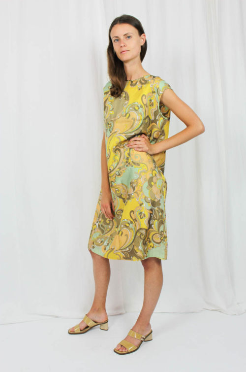Vintage Kleid braun gelb