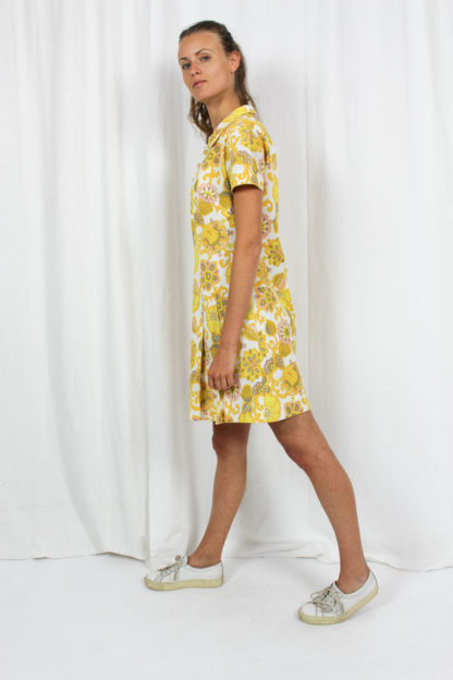 Kurzarmkleid gelb braun