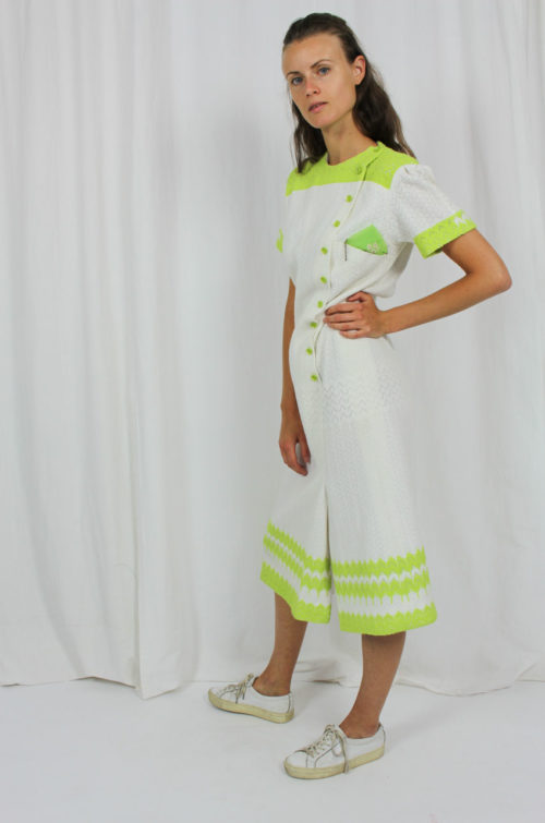 Vintage Kleid grün weiß