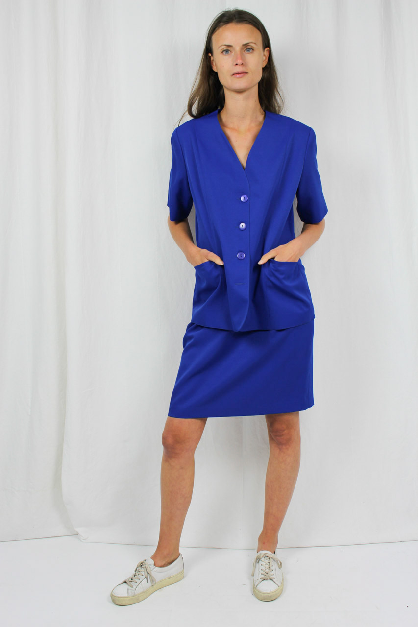 Vintage Zweiteiler blau Rock Jacke &amp;quot;Nicole&amp;quot; | Oma Klara