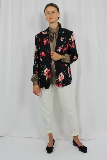 Jacke schwarz Blumenmuster