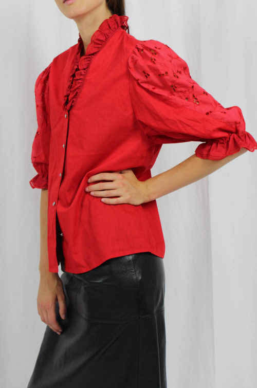 Vintage Trachtenbluse rot