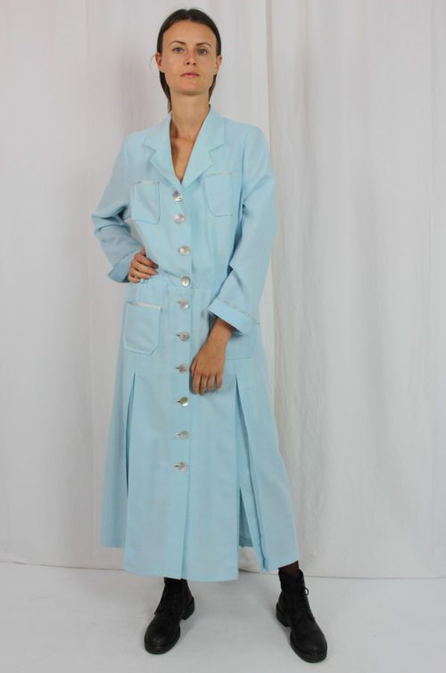 Kleid blau maxi Reverskragen