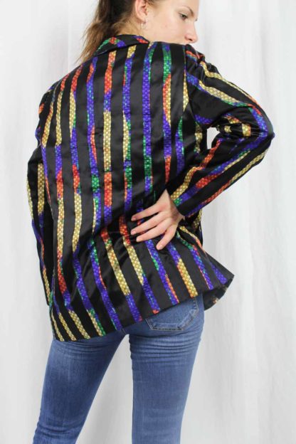 schwarzer Blazer bunte Streifen