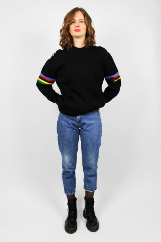 Vintage Pullover Damen Schwarz