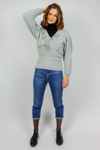 Vintage Pullover mit Perlen
