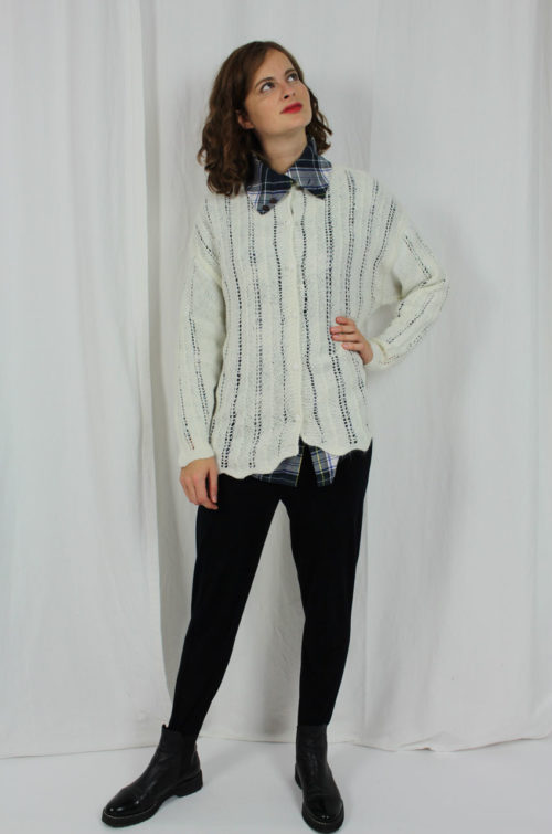 Vintage Strickjacke Weiß