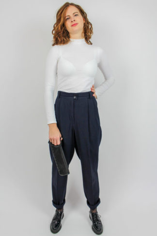 Vintage Bundfaltenhose blau