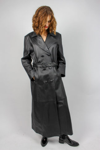 Vintage Ledermantel schwarz