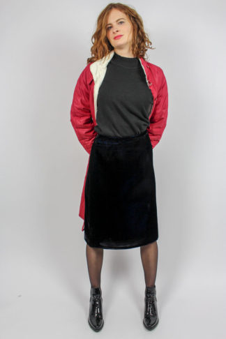 Vintage Samtrock schwarz blau
