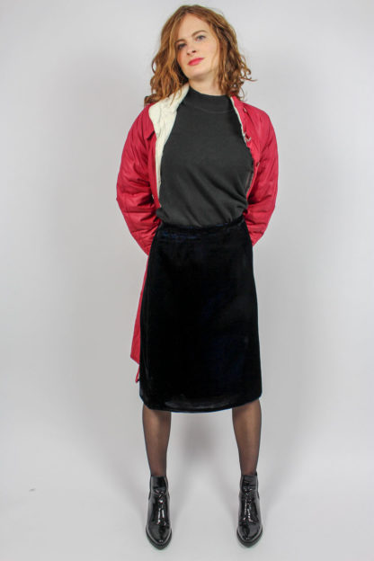 Vintage Samtrock schwarz blau