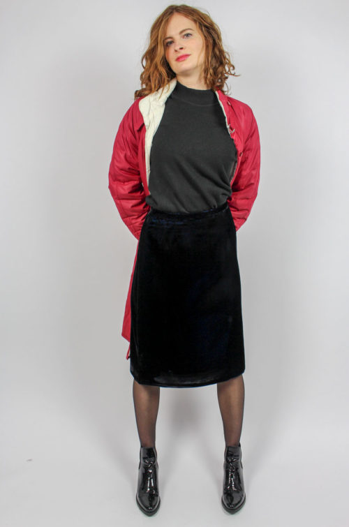 Vintage Samtrock schwarz blau
