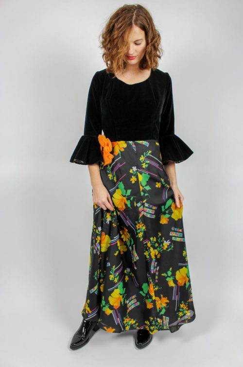 Vintage Abendkleid blumig