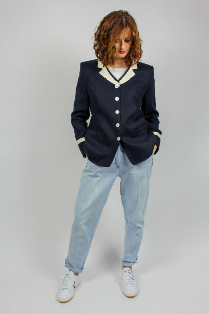 Vintage Blazer Blau weiß