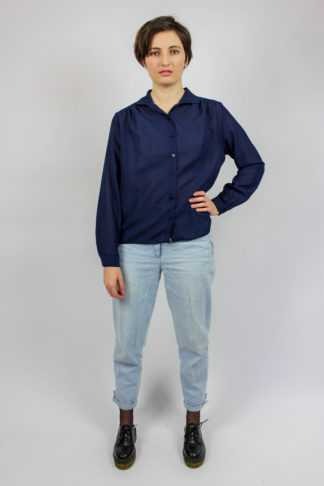 Vintage Bluse dunkelblau