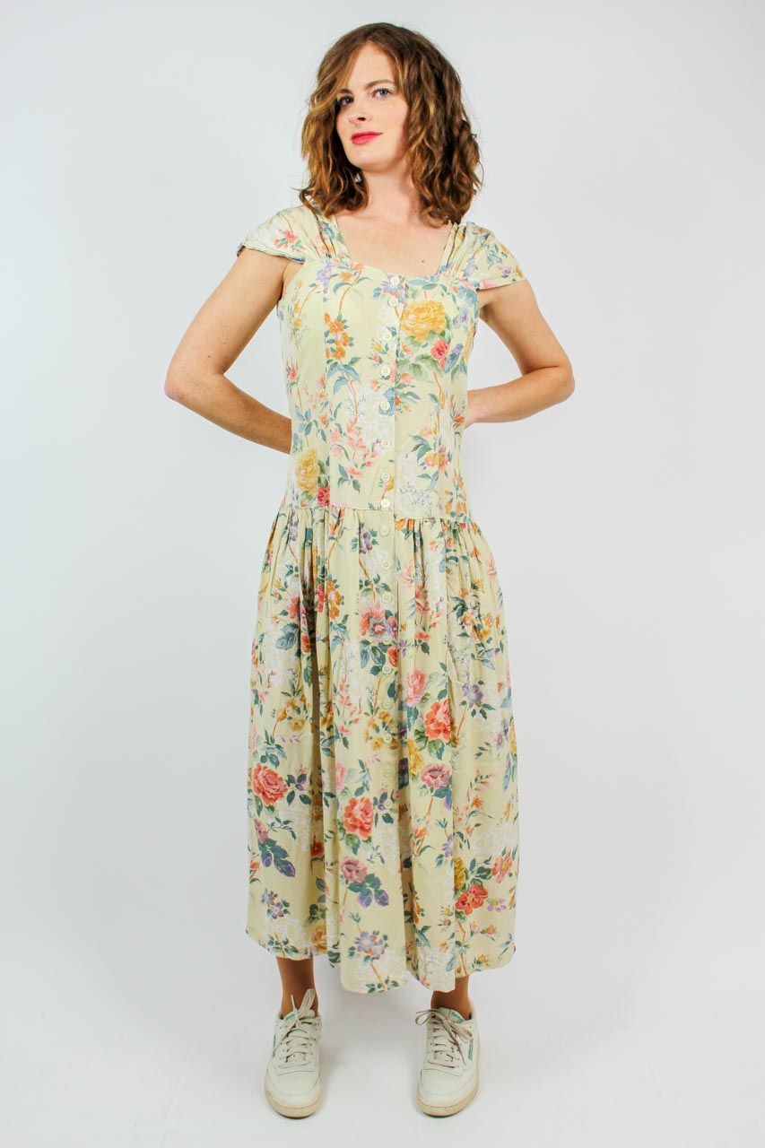 Vintage Blumenkleid beige \