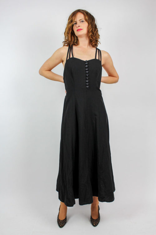 Vintage Midikleid schwarz