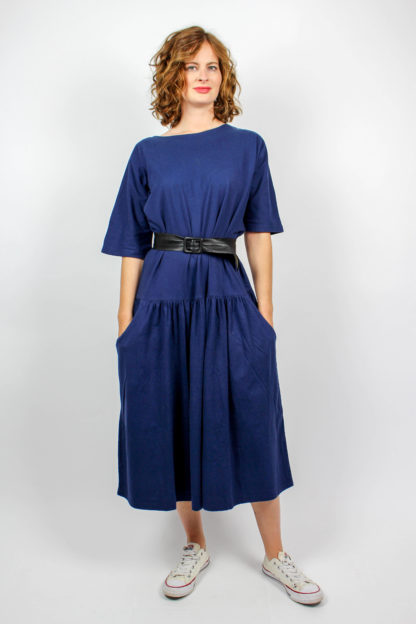 Blaues Kleid kurzarm Kirsten Lundbergh