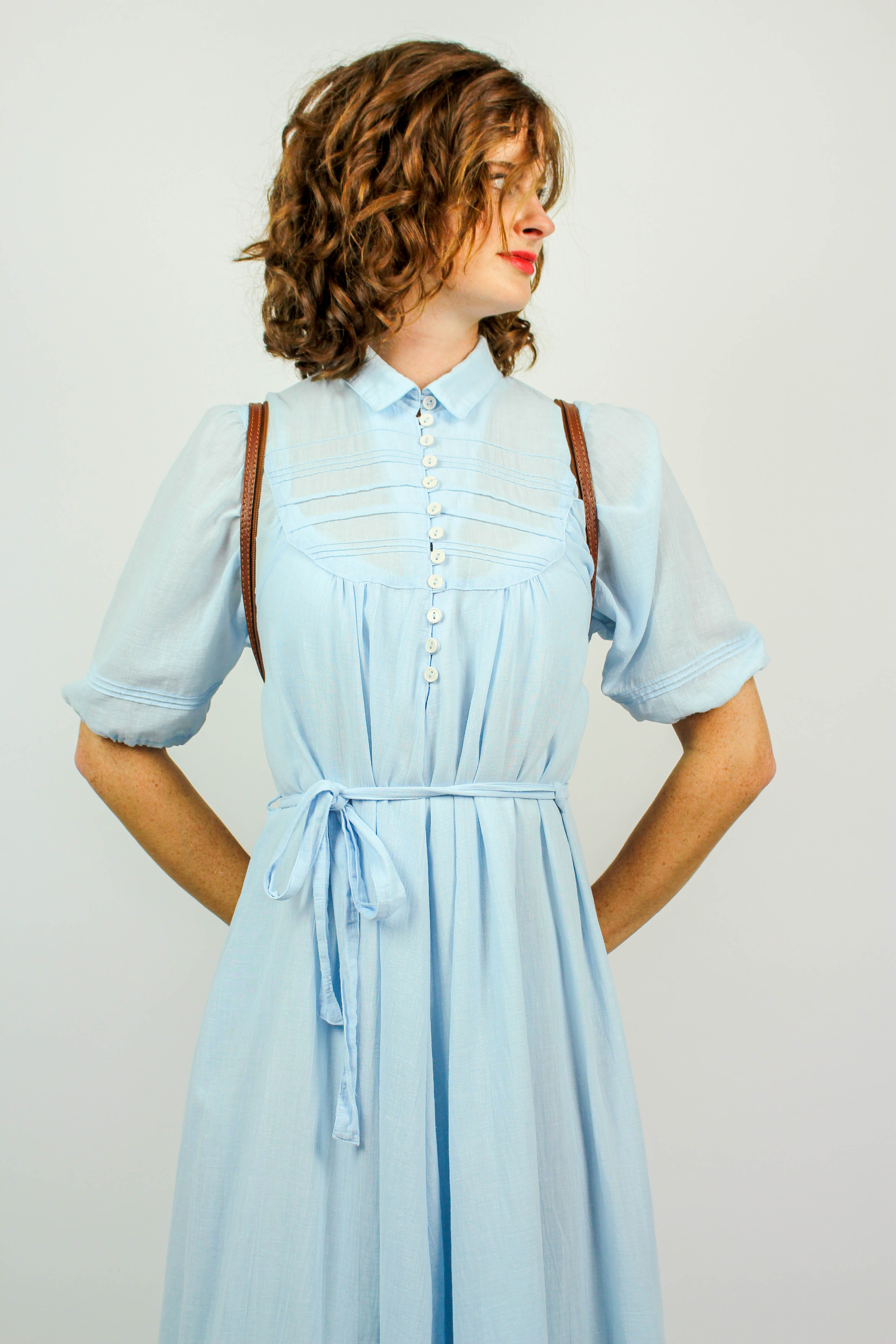 Kleid Hellblau Puffärmel Kleid Hellblau Puffärmel