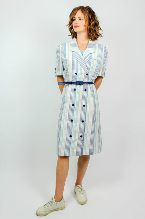 Vintage Kleid blau weiß