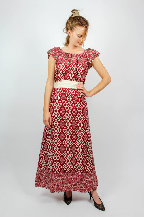 Vintage Kleid rot weiß