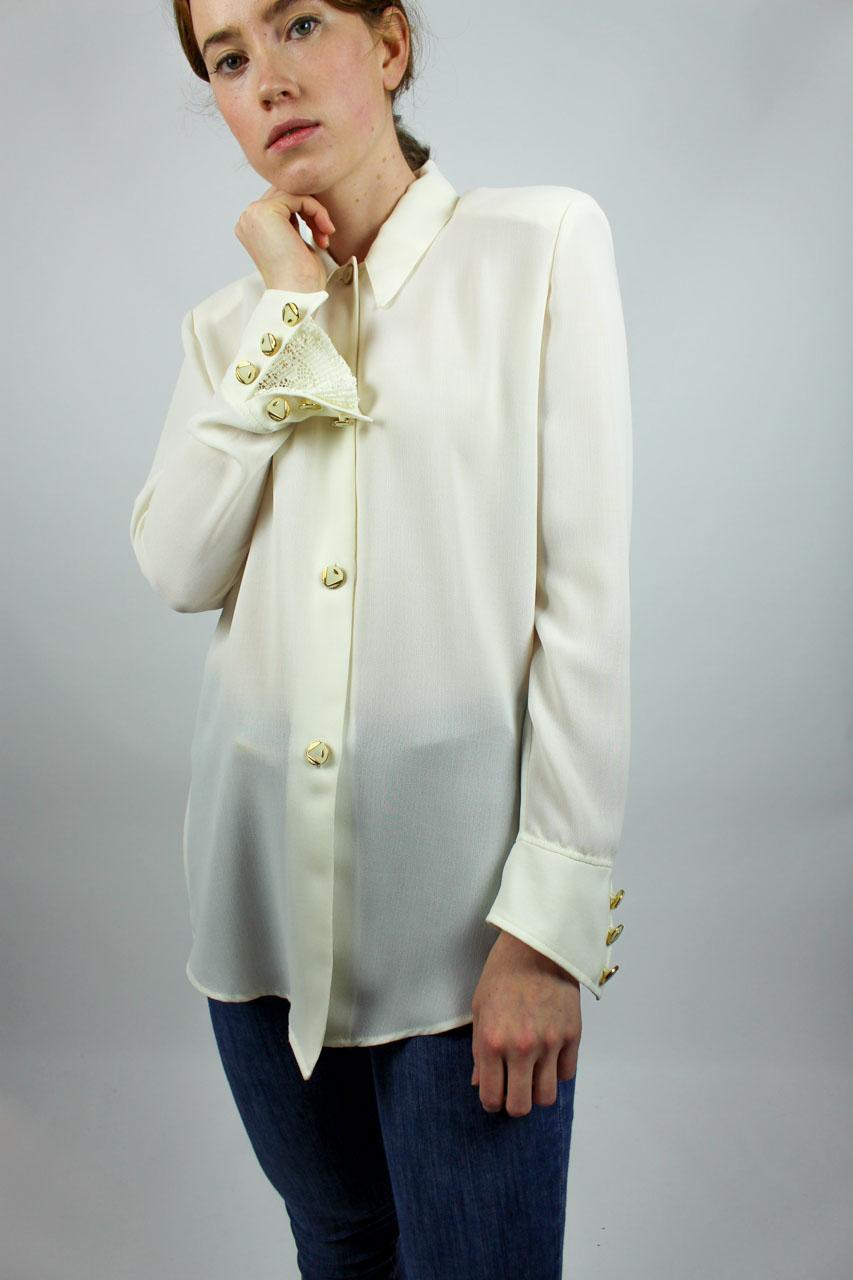 Vintage Damenbluse Weiss Froni Oma Klara